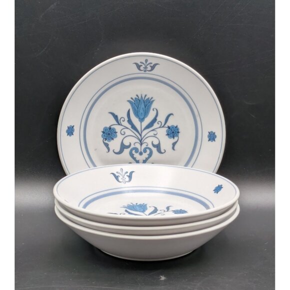 Vtg Noritake Progression Blue Haven Fruit Bowls Set of 4 Dessert Sauce Blue 5.5" - Picture 1 of 6
